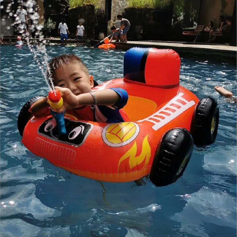 Dokitoy Inflatable Car Seat Children's Water Spray Swimming Circle Pool Play Water Gun Toy Fire Truck Collision Car