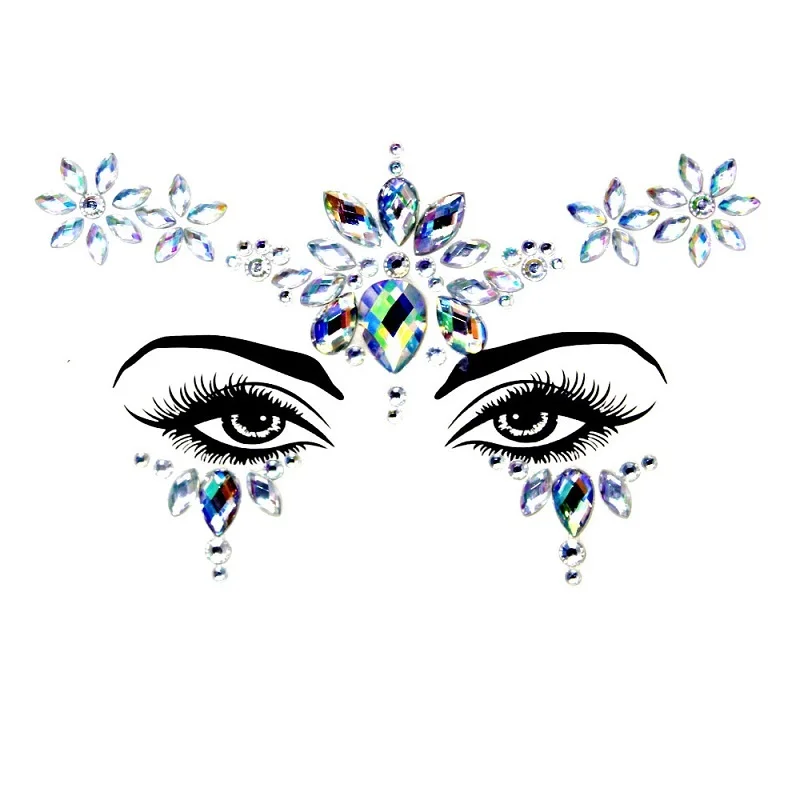 Rhinestone Face Jewels: Festival Glitter Crystal Stickers