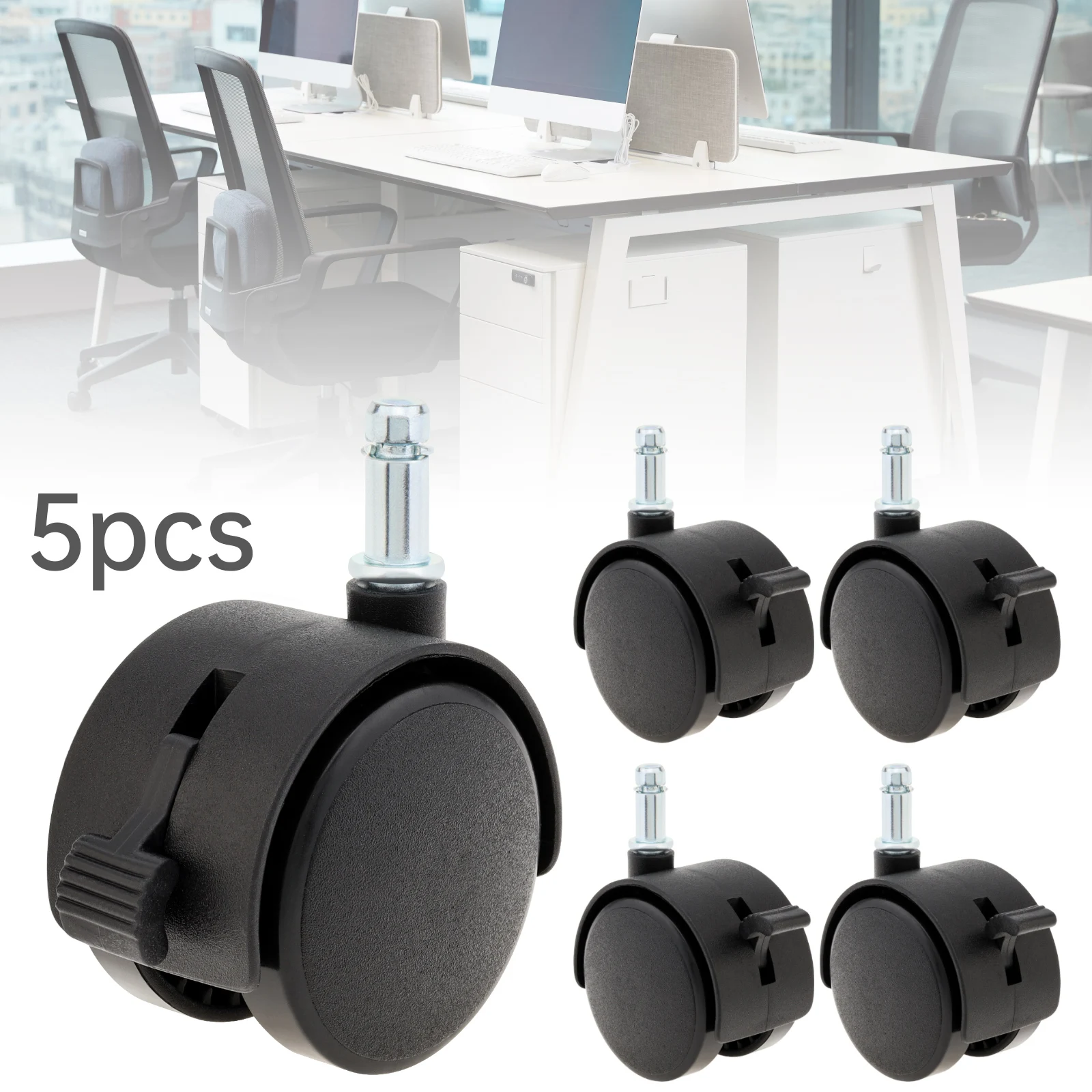 5pcs 2 Casters כיסא פלסטיק עבור כיסא משרדי/שולחן כתיבה/רצפת עץ ושטיח עם בלם, החלפת גלגלים