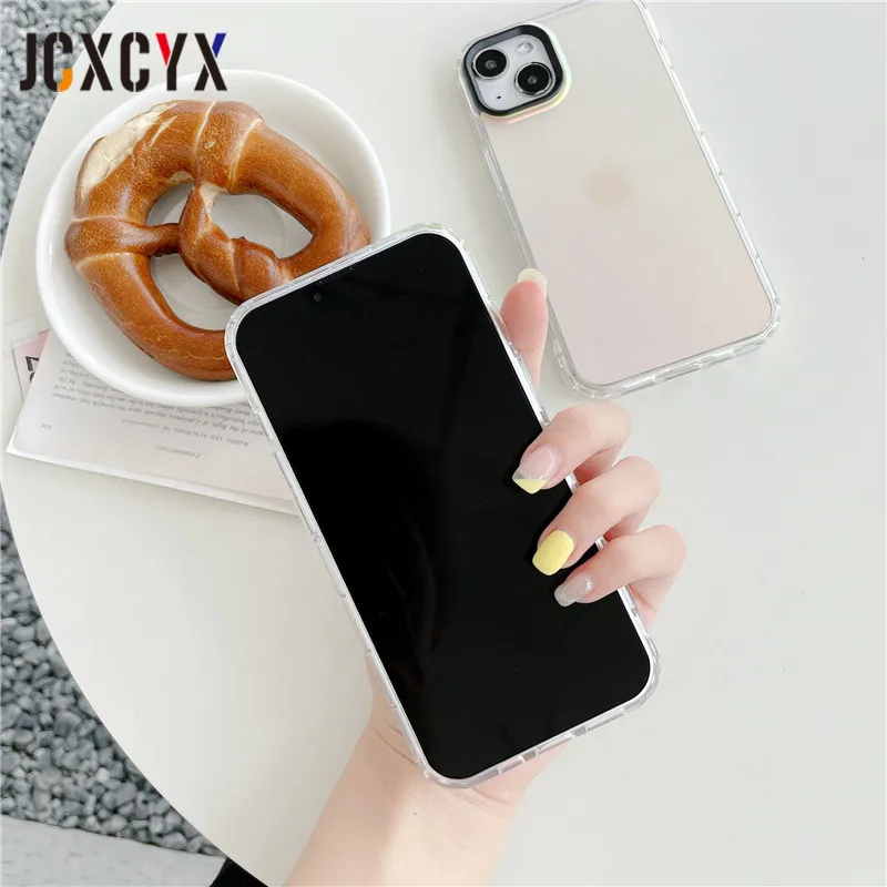 iphone 13 pro max leather case Luxury Matte Laser Transparent Soft Case For iPhone 13 14 12 11 Pro Max XS XR X 8 7 Plus SE3 Camera Lens Protection Clear Cover case for iphone 13 pro max