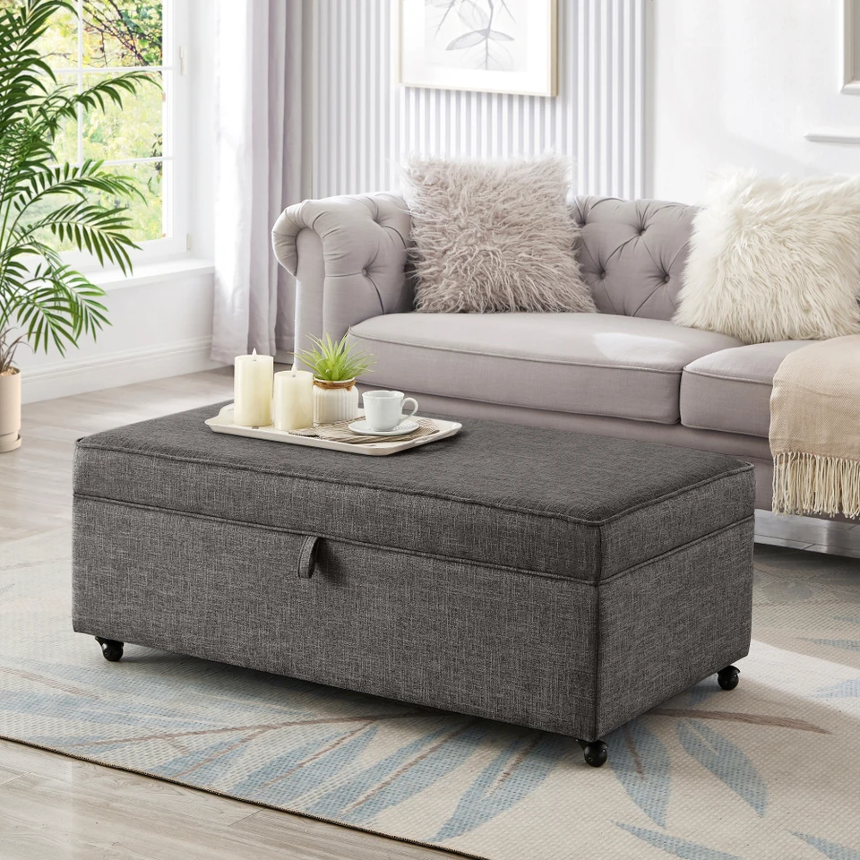 Modern Comfortable Modular Storage Ottoman with Wheels