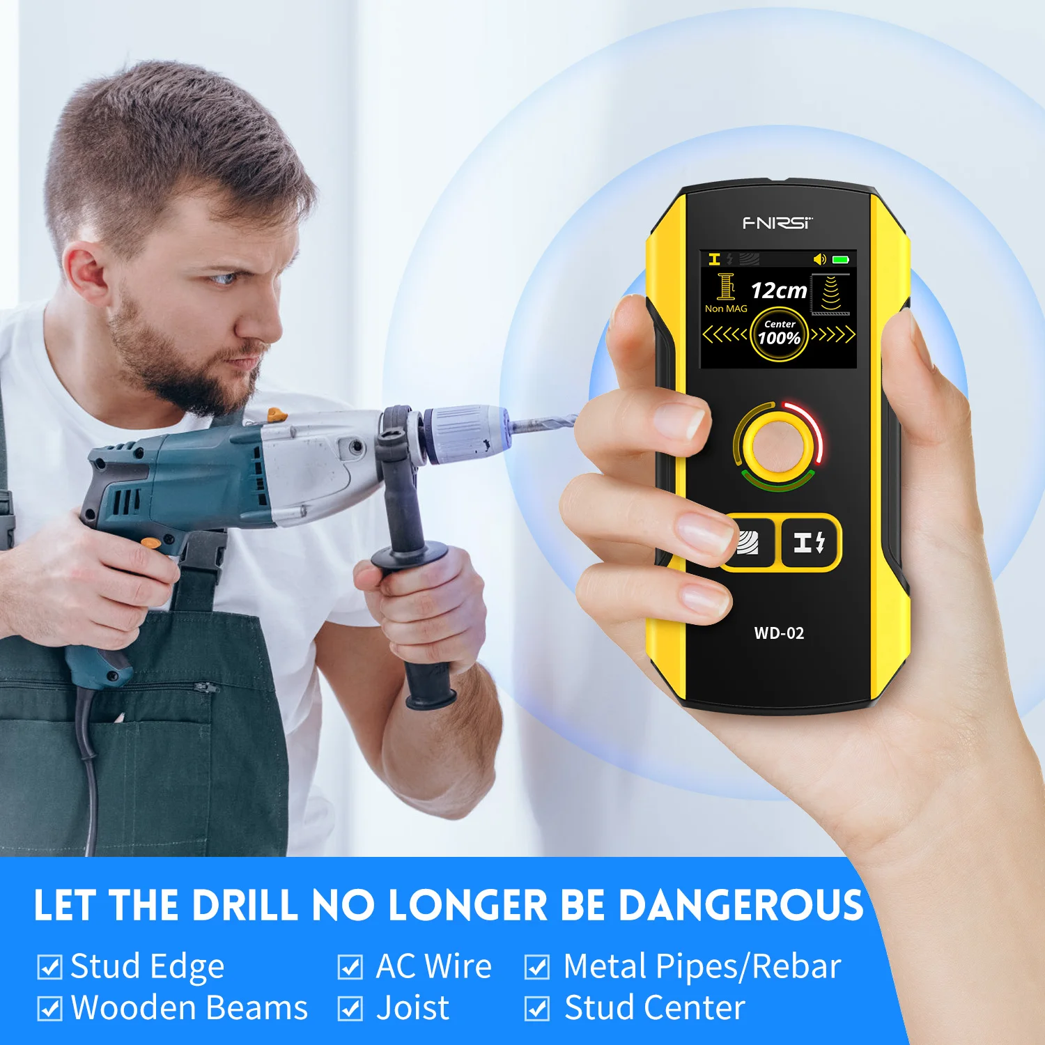 Enhanced Wall Detector and Stud Finder with TFT Display and Positioning Hole