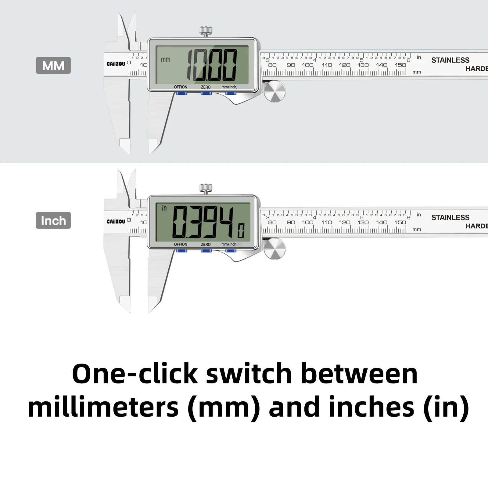Digital Caliper,Upgraded Stainles Steel Digital Calipers 150mm/6 inch with Large thumbnail 5