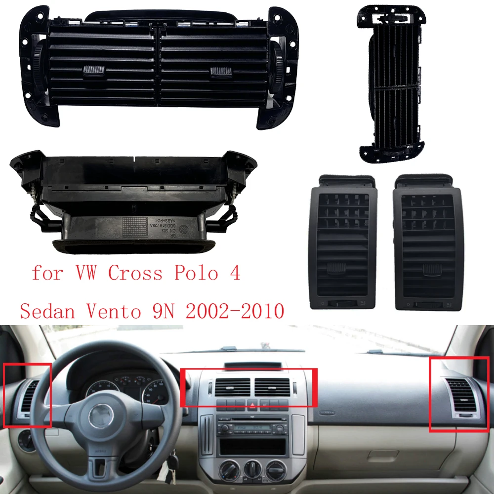 폭스바겐 크로스 폴로 4 세단 벤토 9N 2002-2010 자동차 앞 대시보드 에어컨 송풍구 적합 에어컨 배출구