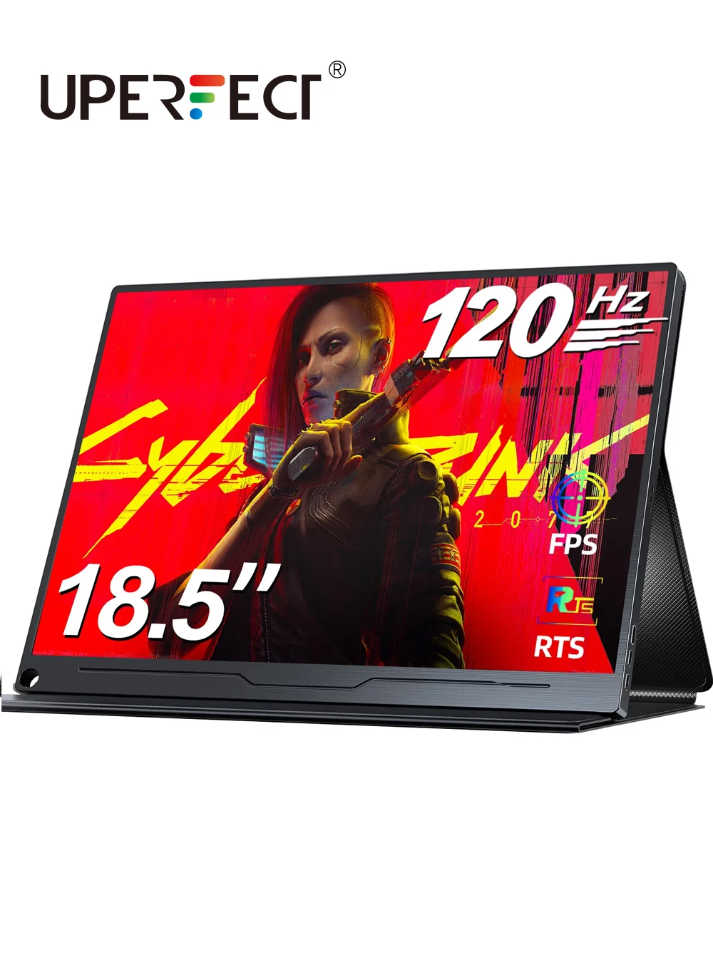 Монитор для ноутбука UPERFECT, 18,5-дюймовый IPS-экран 1080P со смарт-крышкой VESA и динамиками, безрамочный игровой дисплей HDR, 120 Гц для Switch Steam Deck