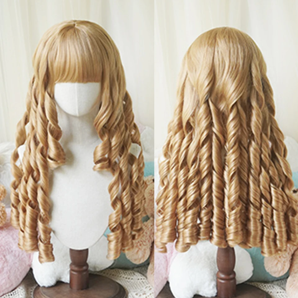 Synthetic Pink Blonde Black Curly Wig for Women Cosplay