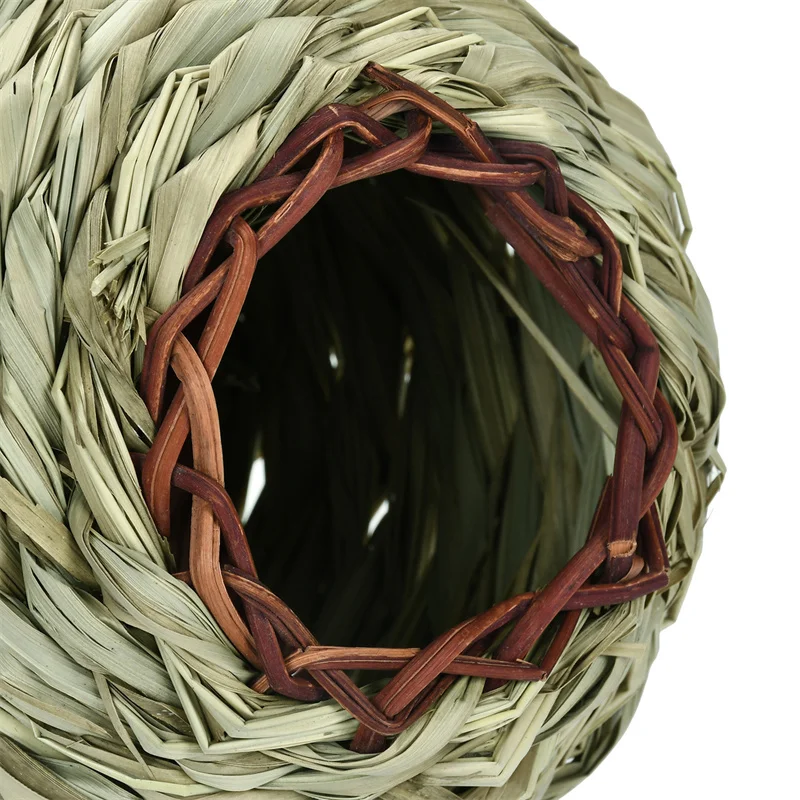 Grass Weaved Artificial Bird Nest Spherical Handmade Suspension Type Gardening Decoration