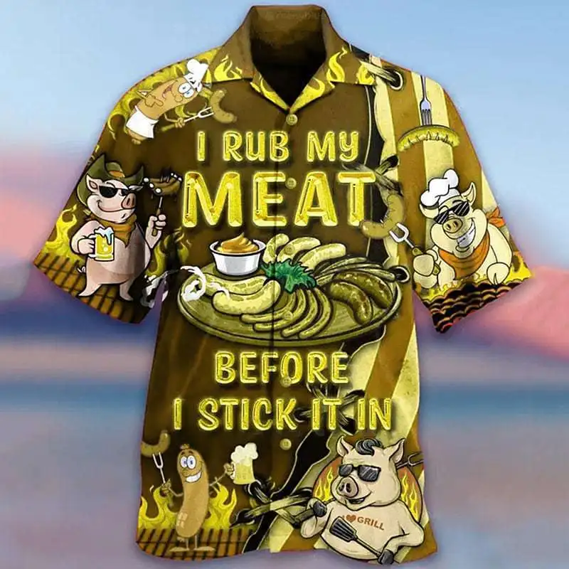 Cuban Collar Shirts Printed Hawaiian Shirt For Men Shirt100