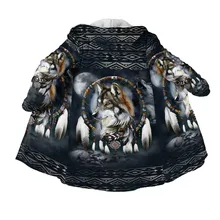 

Native Style Cloak Native Wolf 3D All Over Printed Hoodie Cloak Men Women Winter Fleece Wind Breaker Warm Cloak 10