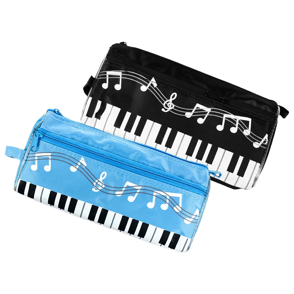 2 pcs Music Symbol Pen Bags Piano Pattern Pencil Storage Pouch Students Pencil Cases zebra pattern large capacity women s makeup bag aesthetic bags warterproof cosmetic bag travel essentials organizer and pouch