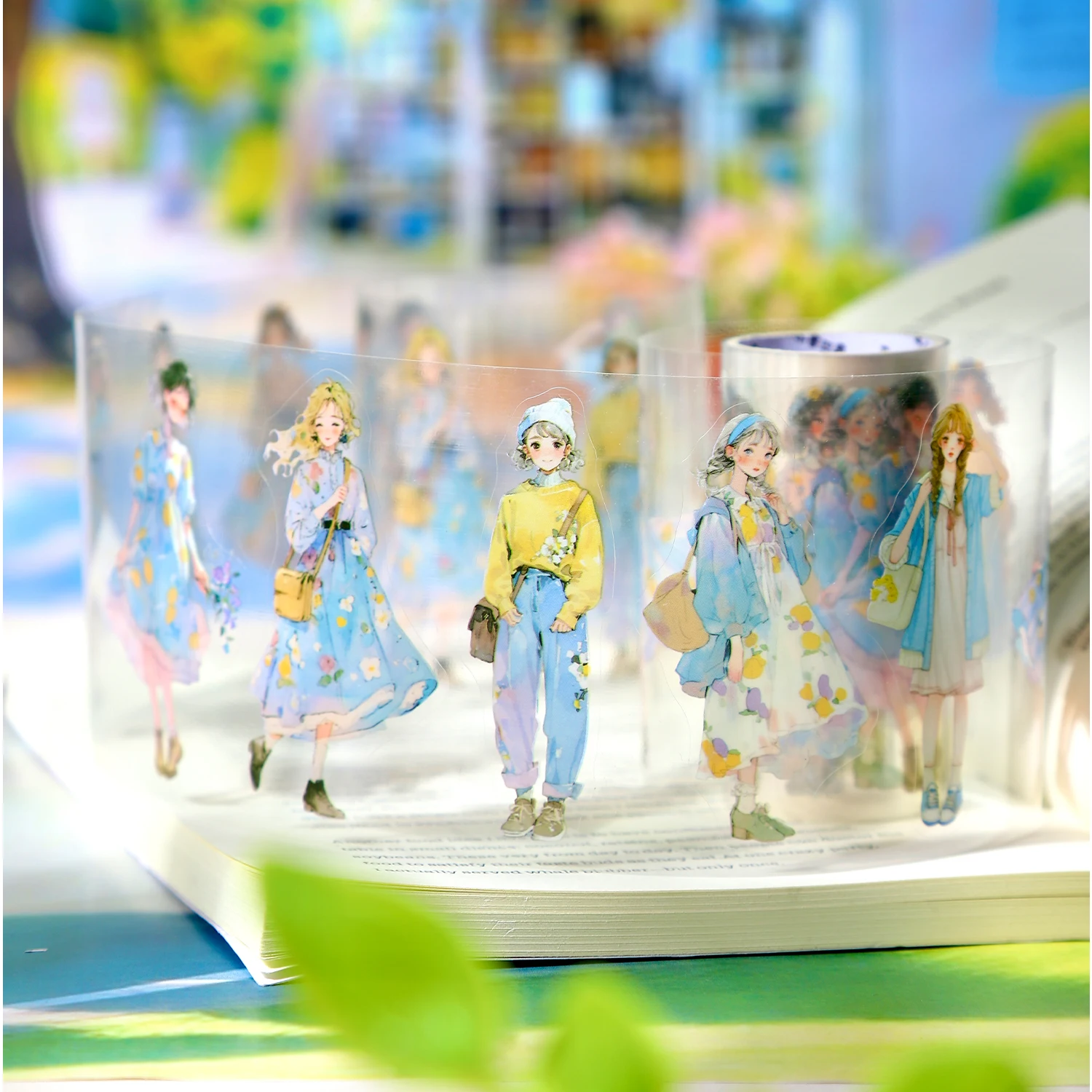 1 롤 패션 소녀 스티커 4 계절 복장 DIY 스크랩북 저널 Washi 테이프 전화 케이스 노트북 장식 귀여운 문구
