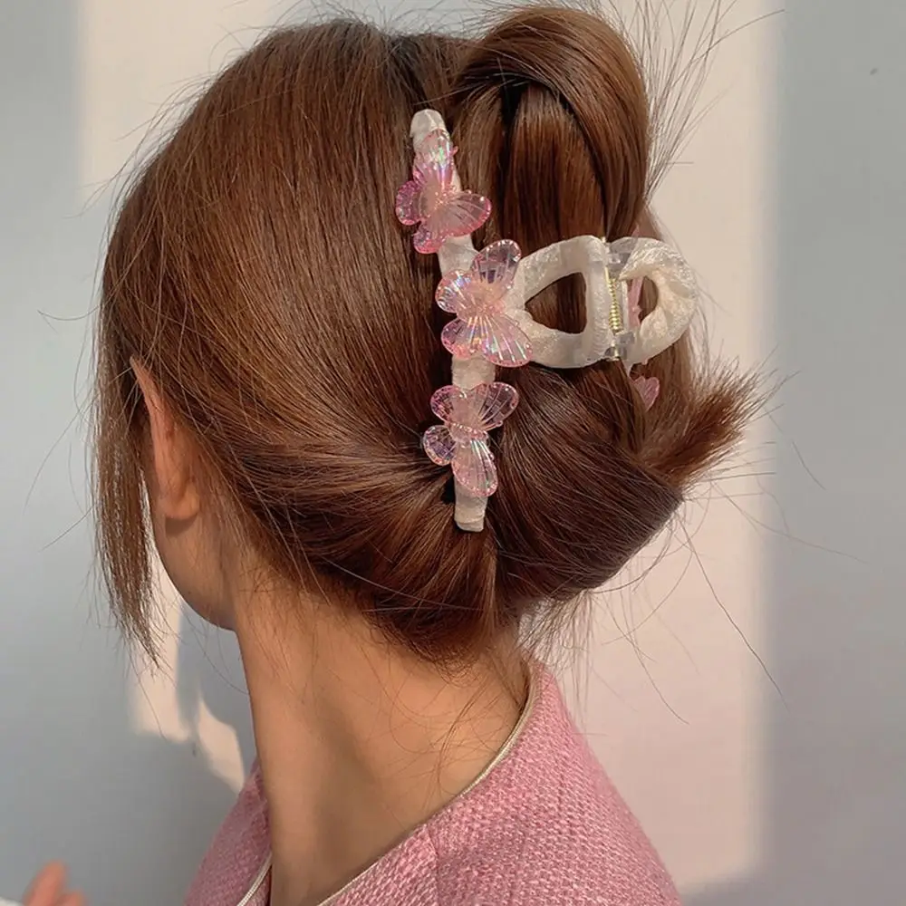 

Large Hair Claw Hair Crab Clip Gifts Korean Shark Clip Butterfly Hair Claw Ponytail Holder Women Acrylic Hairgrip