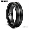 Somen Men Ring Black Tungsten Carbide Ring 6mm 8mm Groove Brushed Wedding Band Male Engagement Rings Anel Masculino Comfort Fit 1