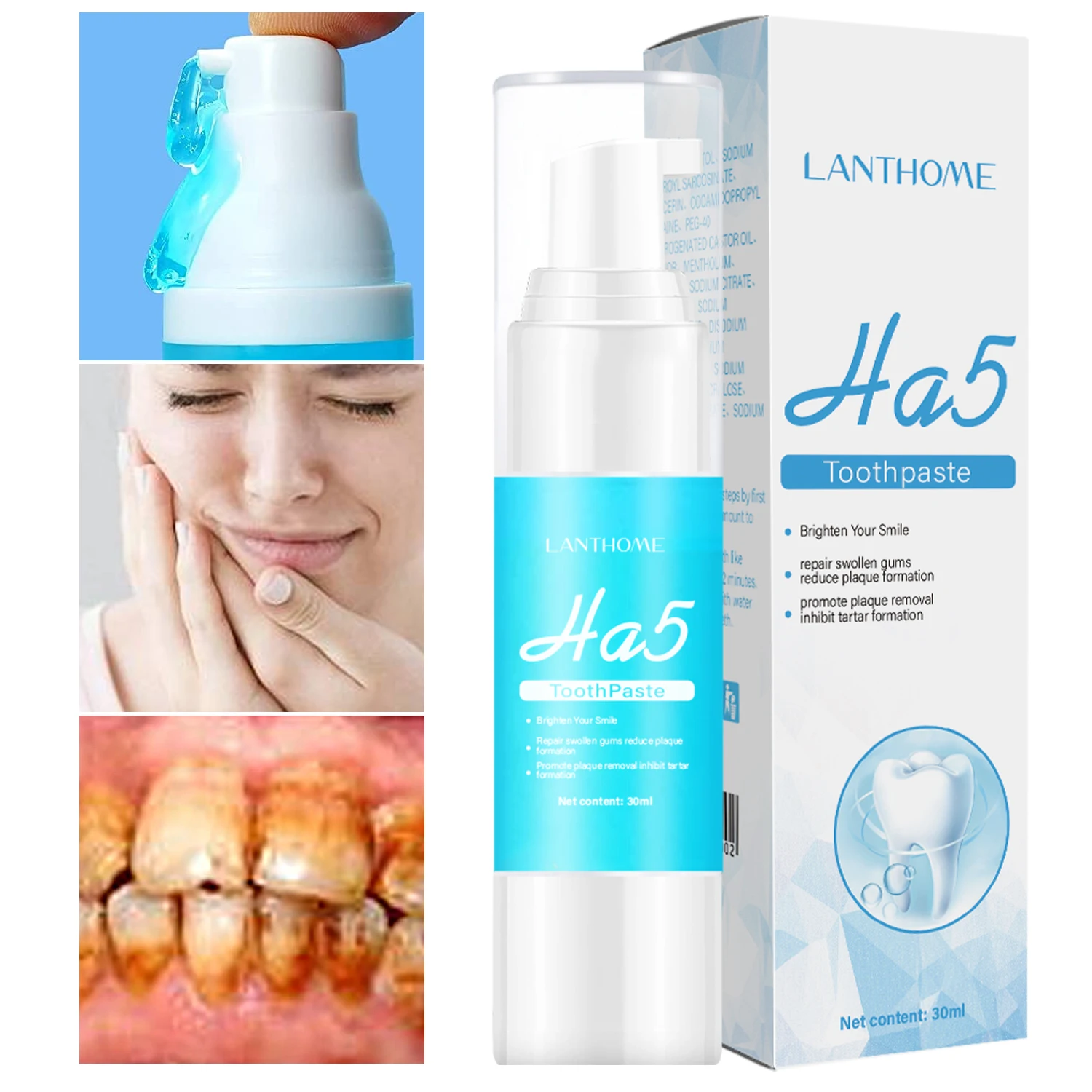 HA5 Hyaluronic Acid Tooth Mousse Brighten Teeth Strengthens Whitening
