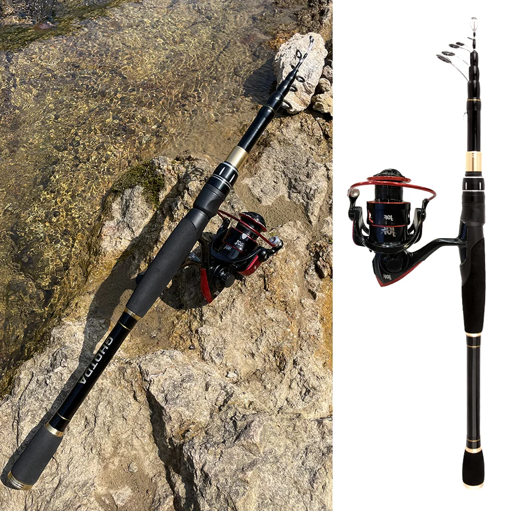 

Fishing Rod Combo 1.6-2.4M Telescopic Fishing Rod and Baitcasting Spinning Fishing Reel for Carp Fishing