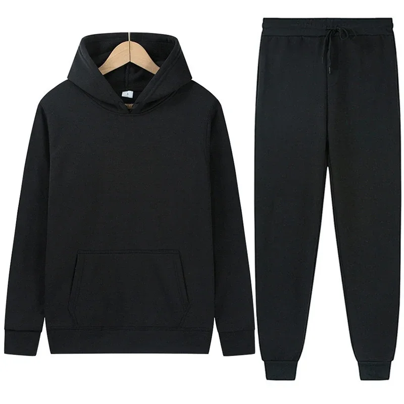 Men's Casual Tracksuit Hooded Sweatshirts and Pants Autumn Winter