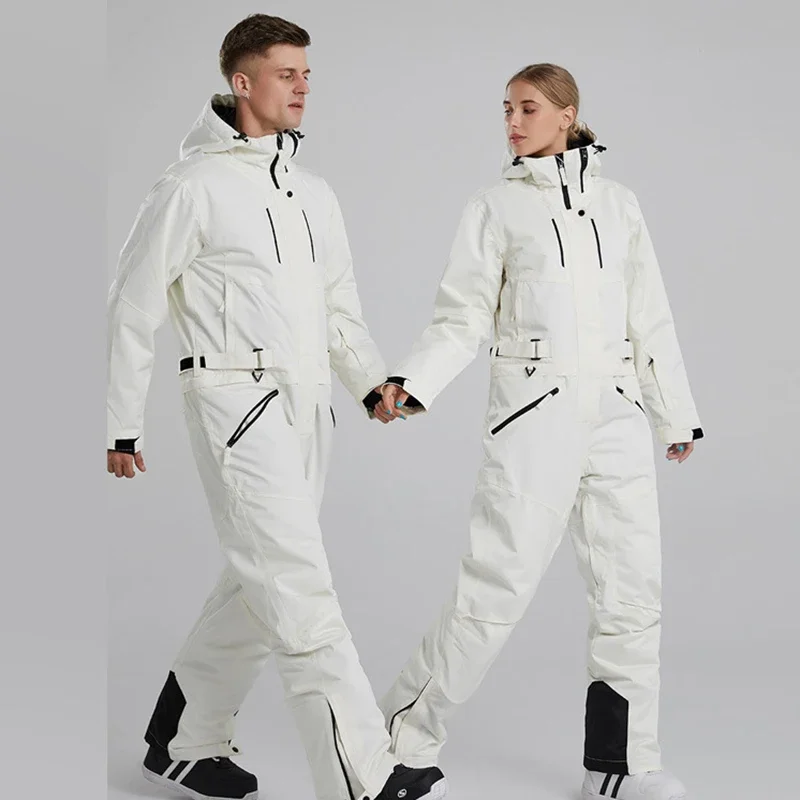 Winter Ski Suit Women Snowboard Jacket Men One-Piece Ski Suit Thickened Warm Overalls Breathable Waterproof Set
