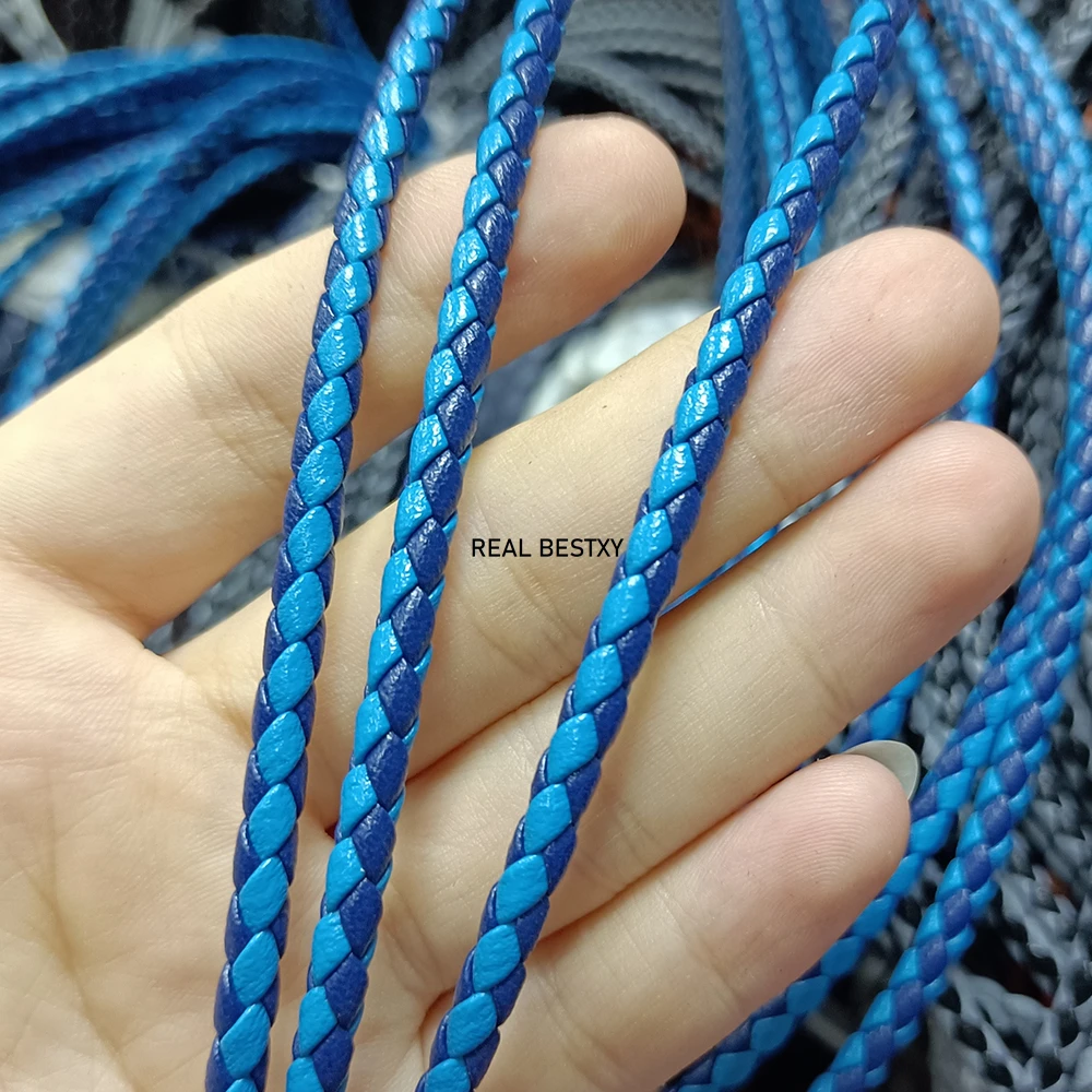 5m/lot Approx4mm Mixed Blue Leather Cord For Diy Jewelry Making Strings Rope Straps For Jewelry