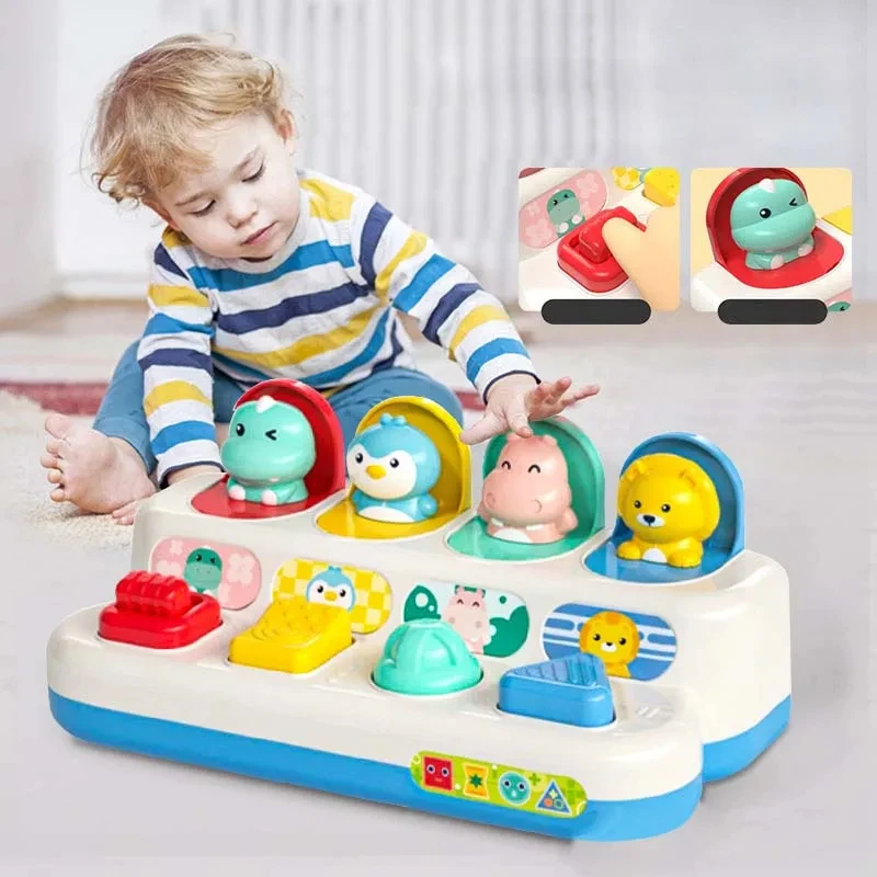 

Интерактивная всплывающая игрушка с животными Peekaboo переключатель коробка с кнопками Коробка С Сокровищами сюрпризом детская игра-головоломка для раннего развития