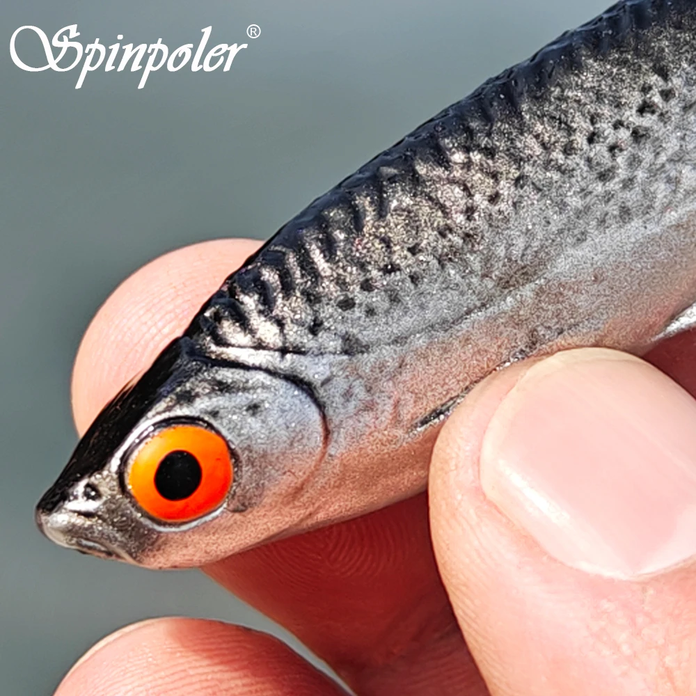 Spinpoler N.B. Shad Handgefertigter Weicher Köder Realistische Skalen-Optik PVC Angelköder Sinkender Paddle-Tail-Köder für Süß- und Salzwasser-Angelausrüstung