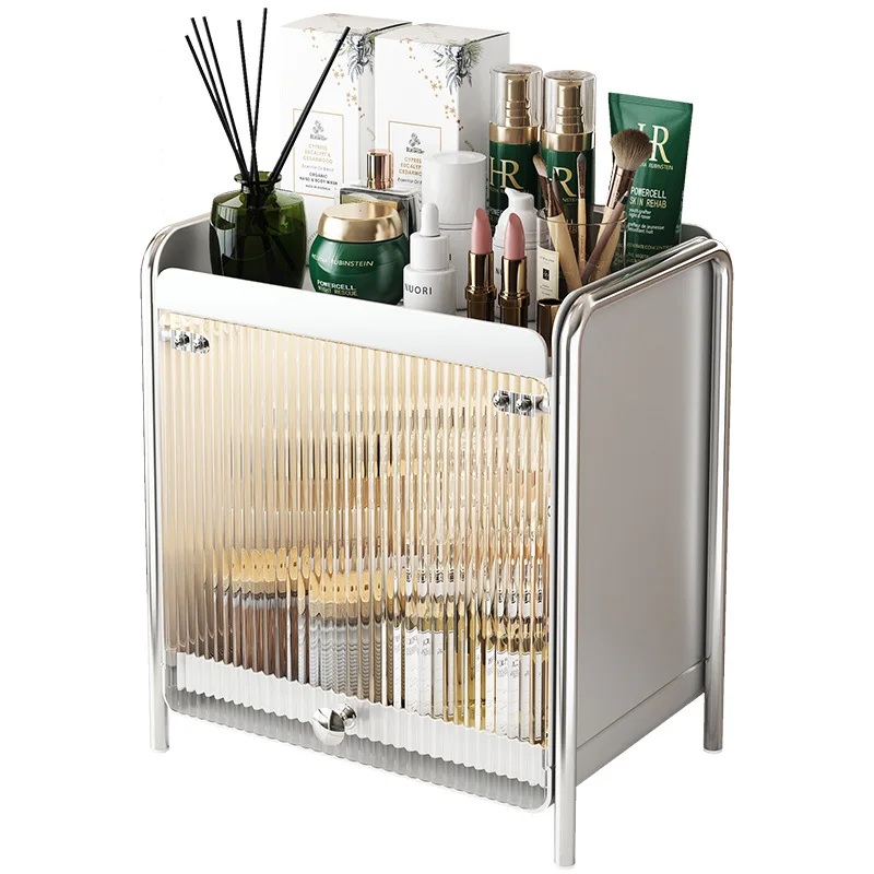 Light Luxury Makeup Organizers Desktop Cosmetics Storage Box Dustproof Sundries Storage Cabinet Bathroom Skincare Storage Rack 5