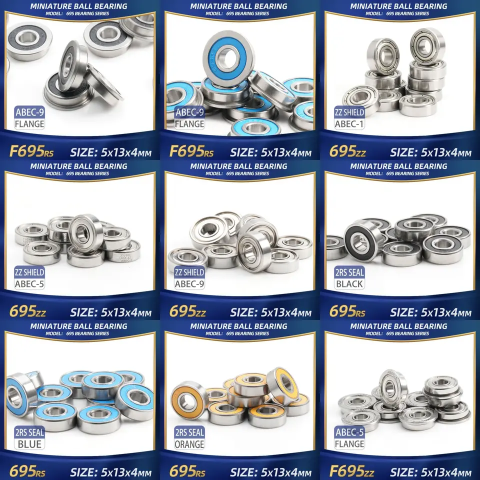 FUSHI 695zz 695 2rs Bearing 5x13x4 mm 10Pcs Stainless steel S695zz Flange F695 2rs Bearing For VORON 3D Printer,RC Car image 1