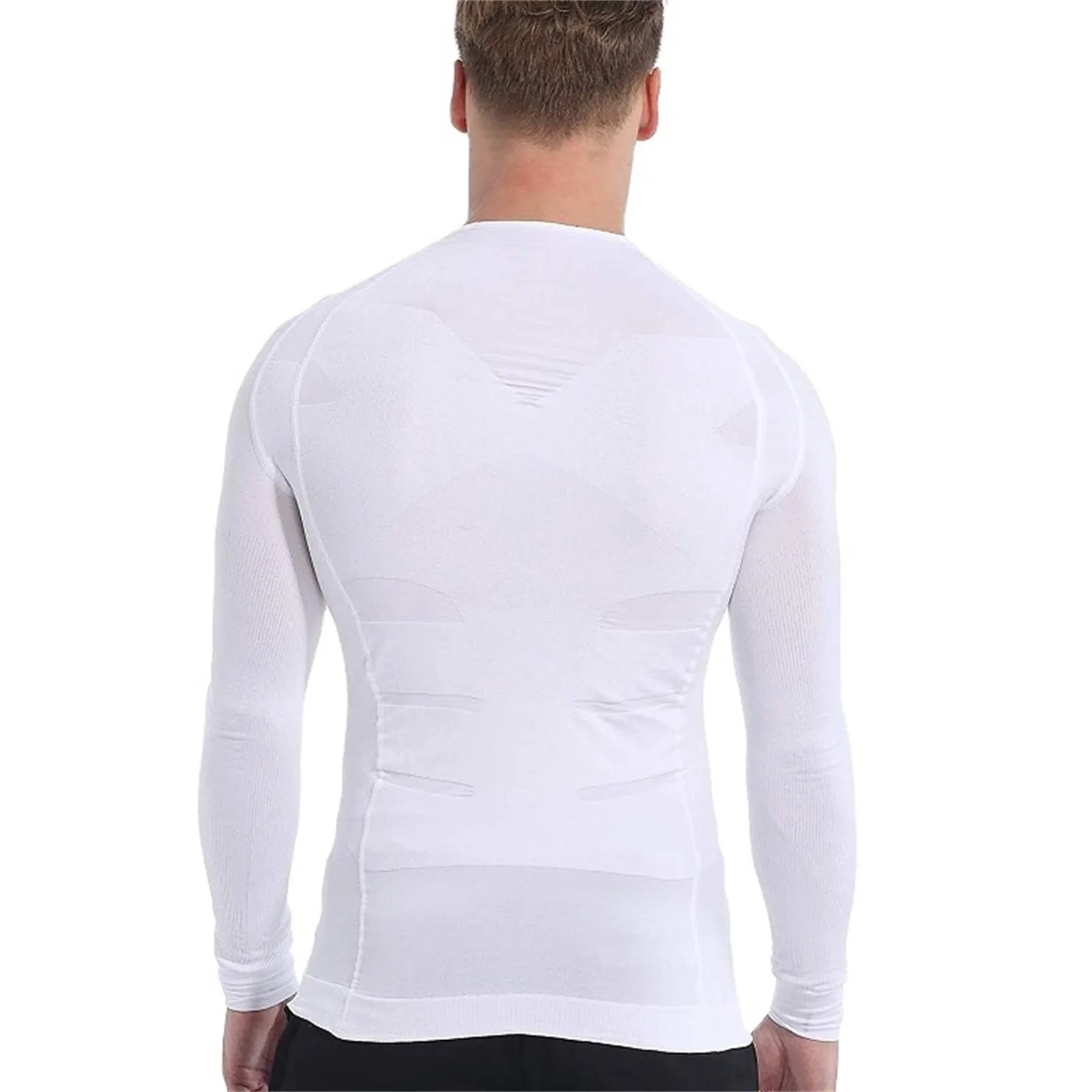 Men's New Shapewear Long Sleeved T-Shirt Tight Waisted Beer Belly Cinching Shapewear Lightweight Solid Sweatshirts Slimming Top - Image 3