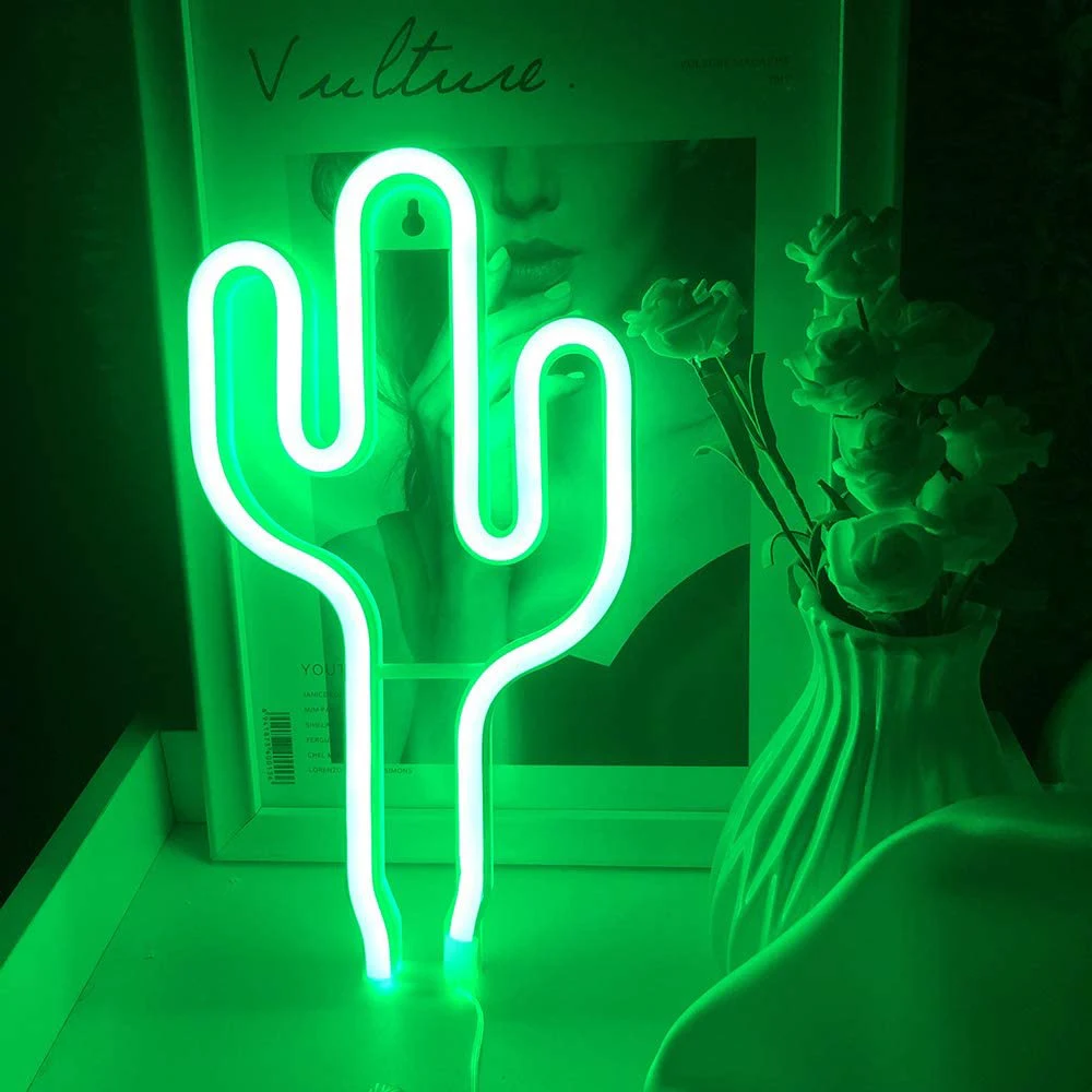 

Neon Light Green LED Light Up Cactus Holiday Lamp Xmas Party Wedding Decoration Sign Night Light Home Gift Table Lamp Home Decor