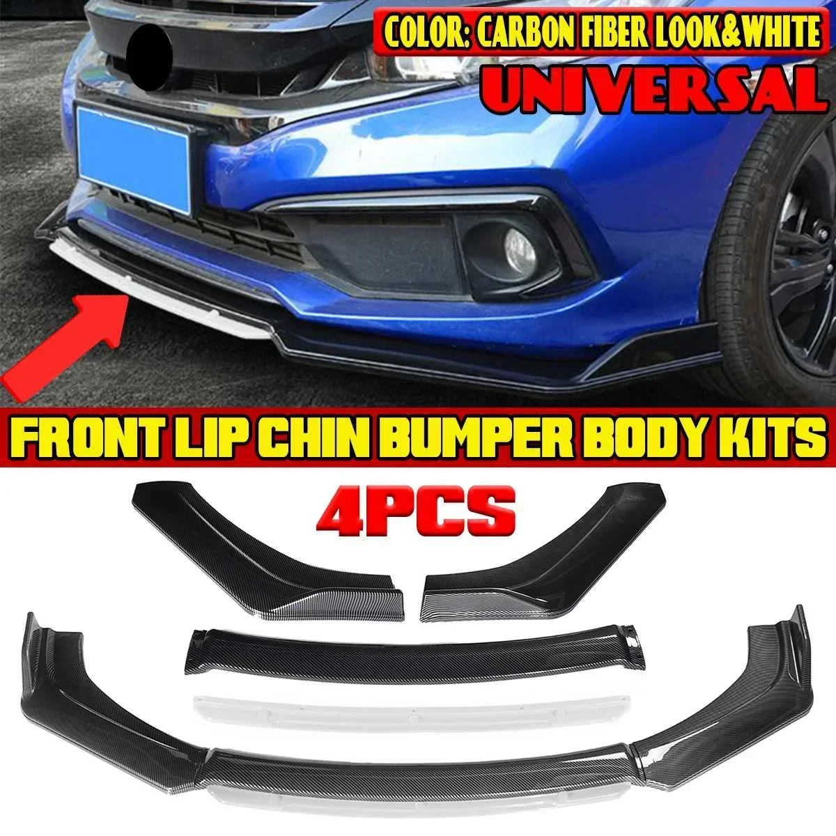 

Carbon Fiber Look Car Front Bumper Lip Diffuser Protector Cover For Honda For Civic For Accord 9TH 10TH 11TH For Acura Body Kit