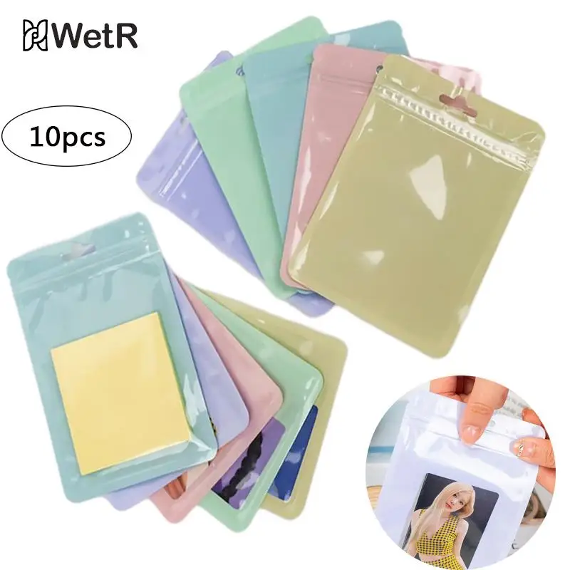 

Пакеты на молнии 10 шт., многоразовые пластиковые мешки карамельных цветов для хранения ювелирных изделий, печенья, пищевых продуктов, на молнии, прозрачная подарочная упаковка