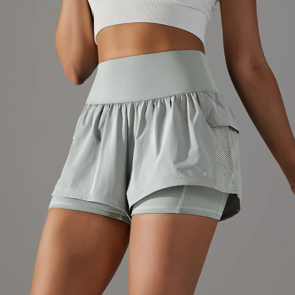 2 in 1 Double Desk Women's Gym Yoga Sport Shorts Porket Woman Summer Short Pants Female Quick Dry Fitness Workout Running Shorts
