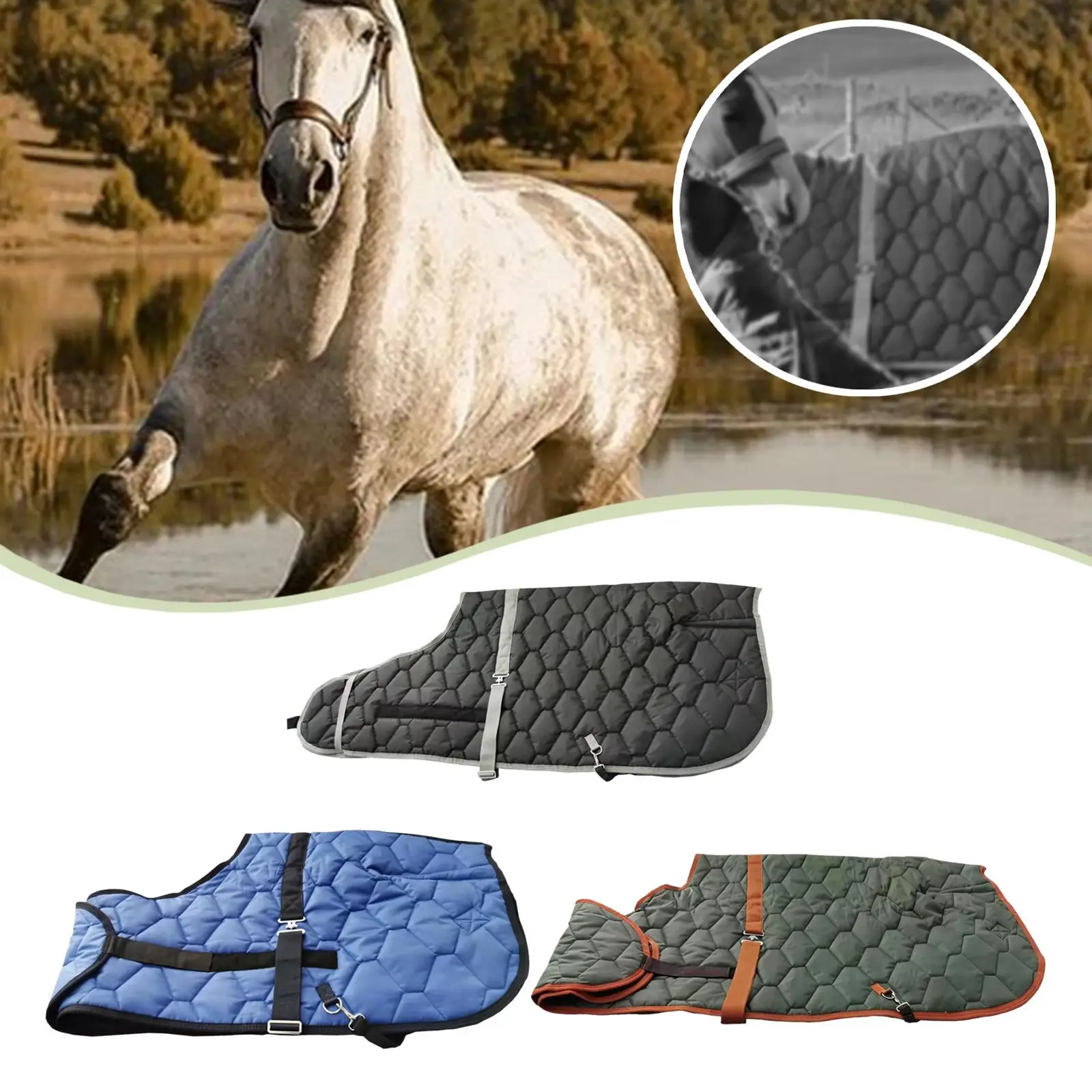 Horse Blanket Horse Clothing Tear Resistant Waterproof Horse Care Sheet Turnout Sheet Clothes for Transport Farm Pasture Stable