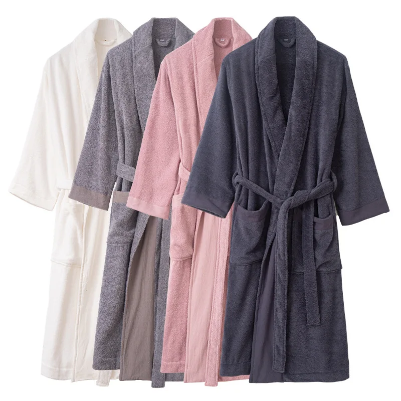 

Adult Bathroom Bath Towel Thickened Plus 100% Cotton Bath Skirt Home Wear Dressing Gown Warm Couple Hotel, SPA, Sauna, Bathrobe