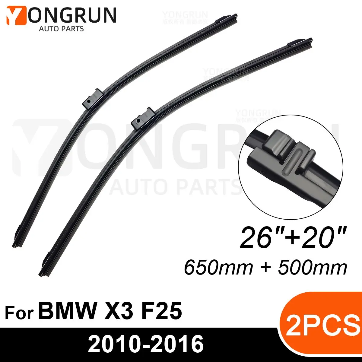 FrontWipersForBMWX3F2520102016WiperBladeRubber2620Car