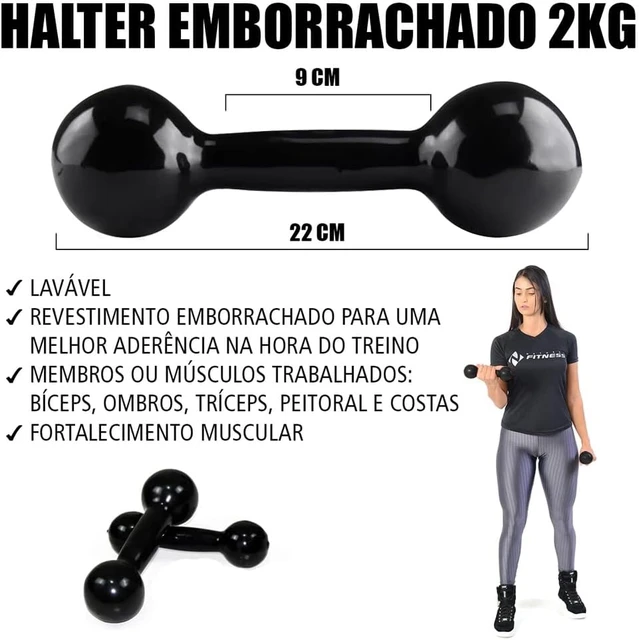 Halteres Emborrachado Peso Academia Musculaçã 2kg