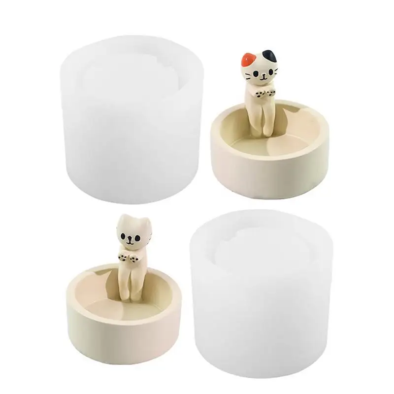 

Candle Holder Mold kitten Candlestick Molds Aromatherapy candle Storage Box decoration Round Heart Candle Holder home decors