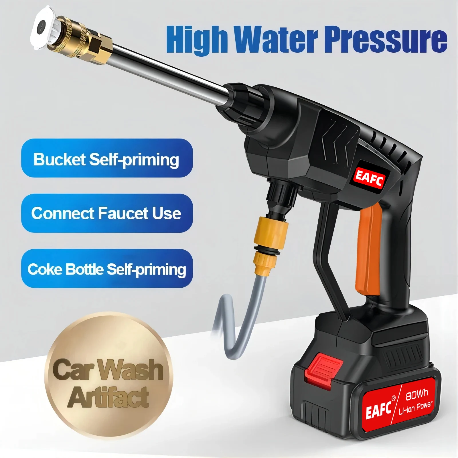 500W 60Bar Wireless High Pressure Car Wash Washer Gun 20000/30000mAh Foam Generator Water Gun Spray Cleaner Car Washing Machine water gun pressure washer gun high pressure gun car washer