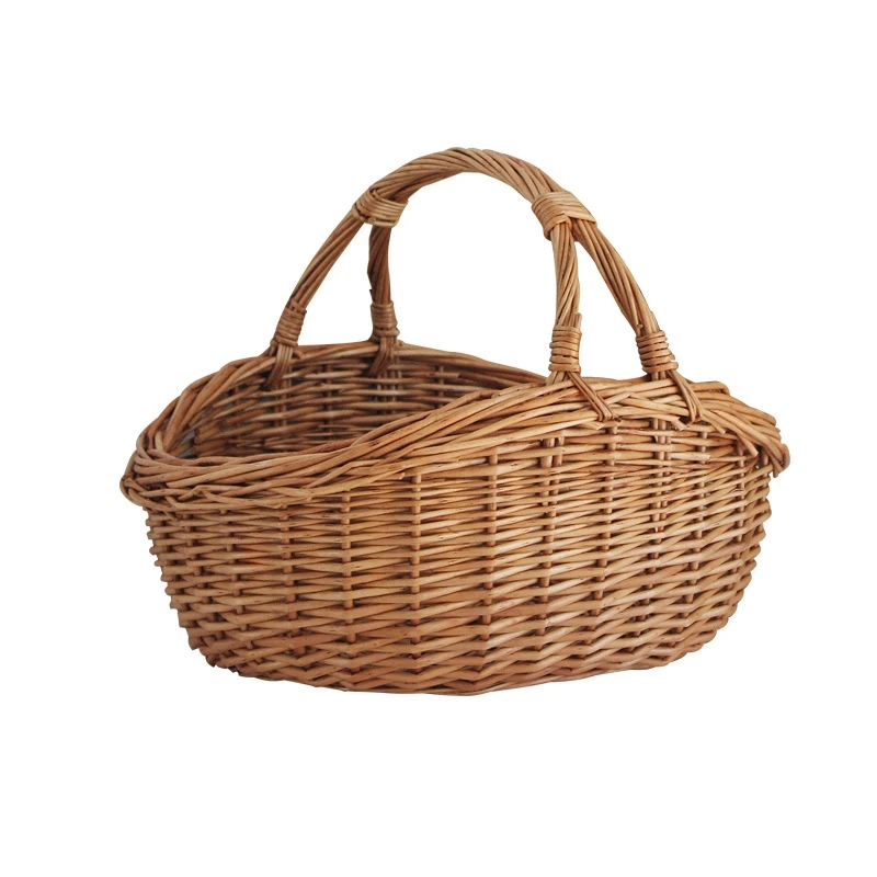 

Woven Handmade Storage Basket Woven Box Organize Fruit Basket with Handle Picnic Basket Present