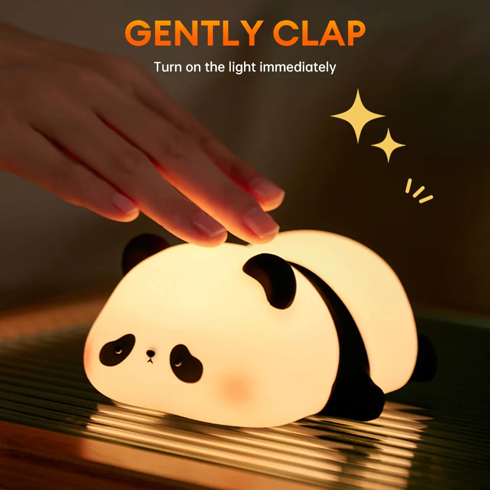 

Silicone LED Panda Night Light Animal Lamp Touch Sensor Panda Lamp Rechargeable Bedside Light Dimming Pat Light Birthday Gifts