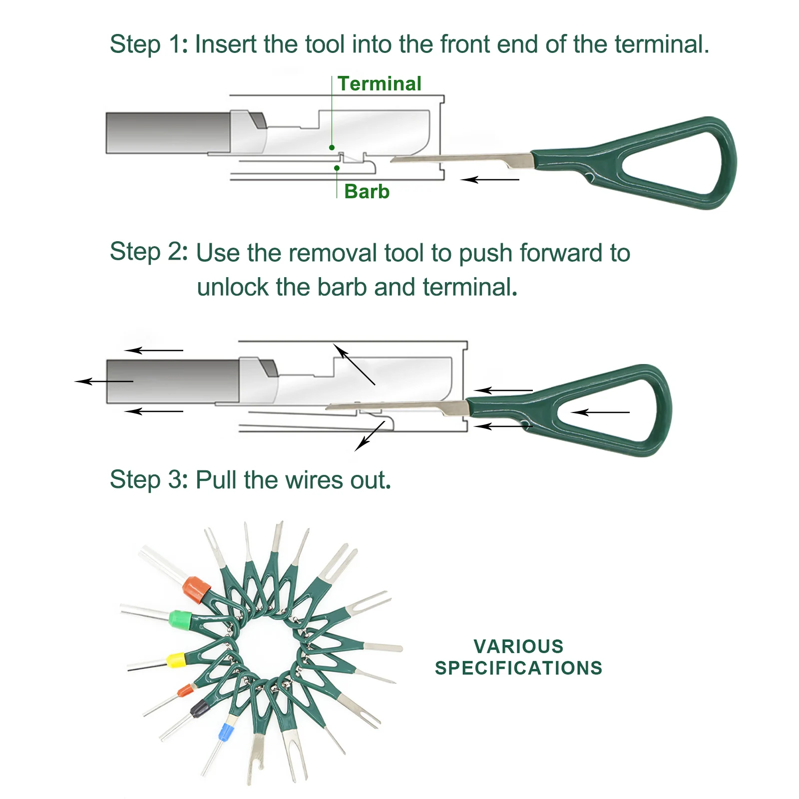 Deutsch Pin Extractor Terminal Removal Kit For DT DTM DTP Series Connector 16#12#20# Solid/Stamped Contacts 12-22 AWG