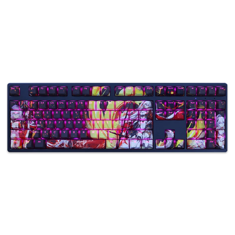 Conjunto Honkai Impacto Kiana Herrscher de Flamescion Keycap Pbt Corante Sub Backlit Keycaps Gaming Key Caps para Ansi 61 87 104 108 1 - Imagem 6