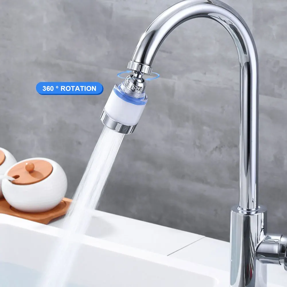 360 Degree Rotating Faucet Filters Bubbler Mount Water Saving Faucet Water Clean Filter Purifier for Household Kitchen Bathroom