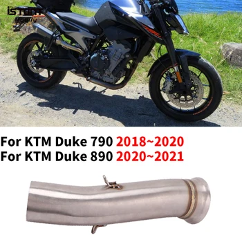 Slip On for DUKE 790 2018 2019 2020 Motorcycle Exhaust System Middle Mid Link Tube Exhaust System Connect 50.5MM Muffler