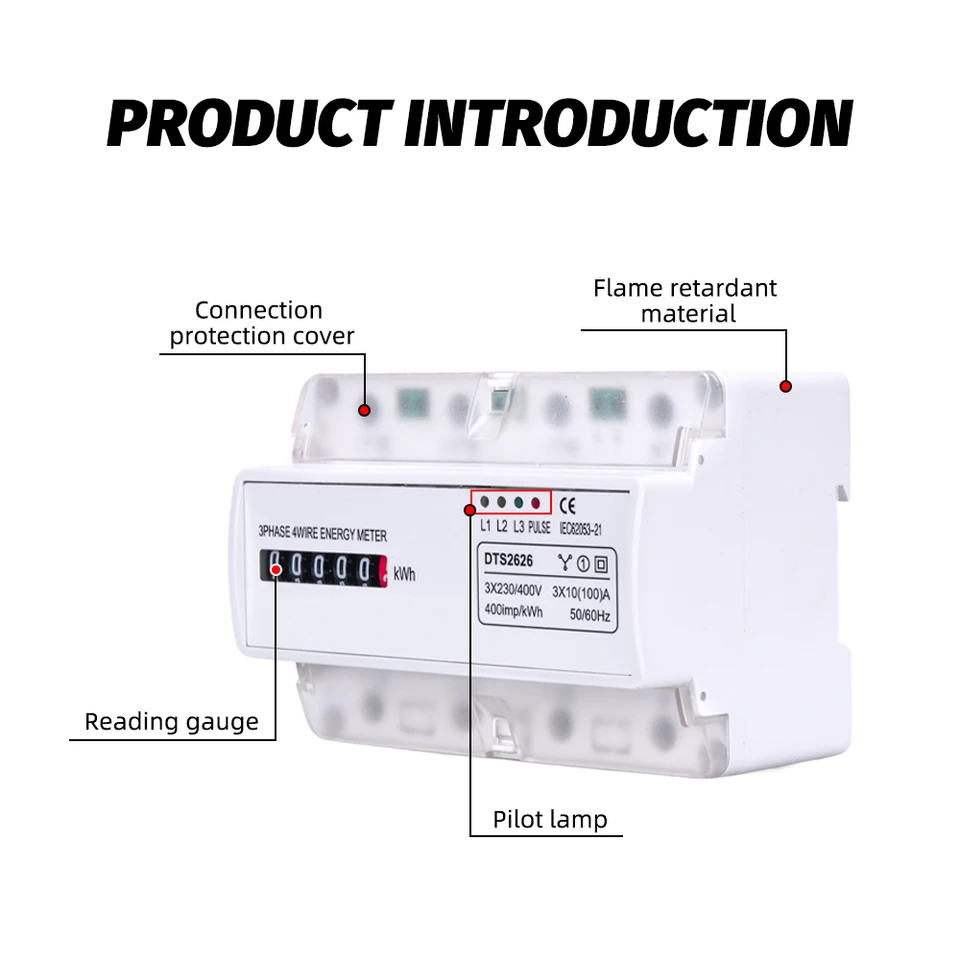WATTMETRO CORRENTE CONSUMO ENERGIA ELETTRICA KW KWH 3x 230V GUIDA DIN ZS4 EUR 64,99 - IT