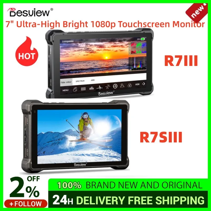 Desview R7SIII R7III 7 inch Touch Screen Camera Field Monitor 2800nits UHB Full HD IPS 178 View Angle 4K HDMI-compatiable