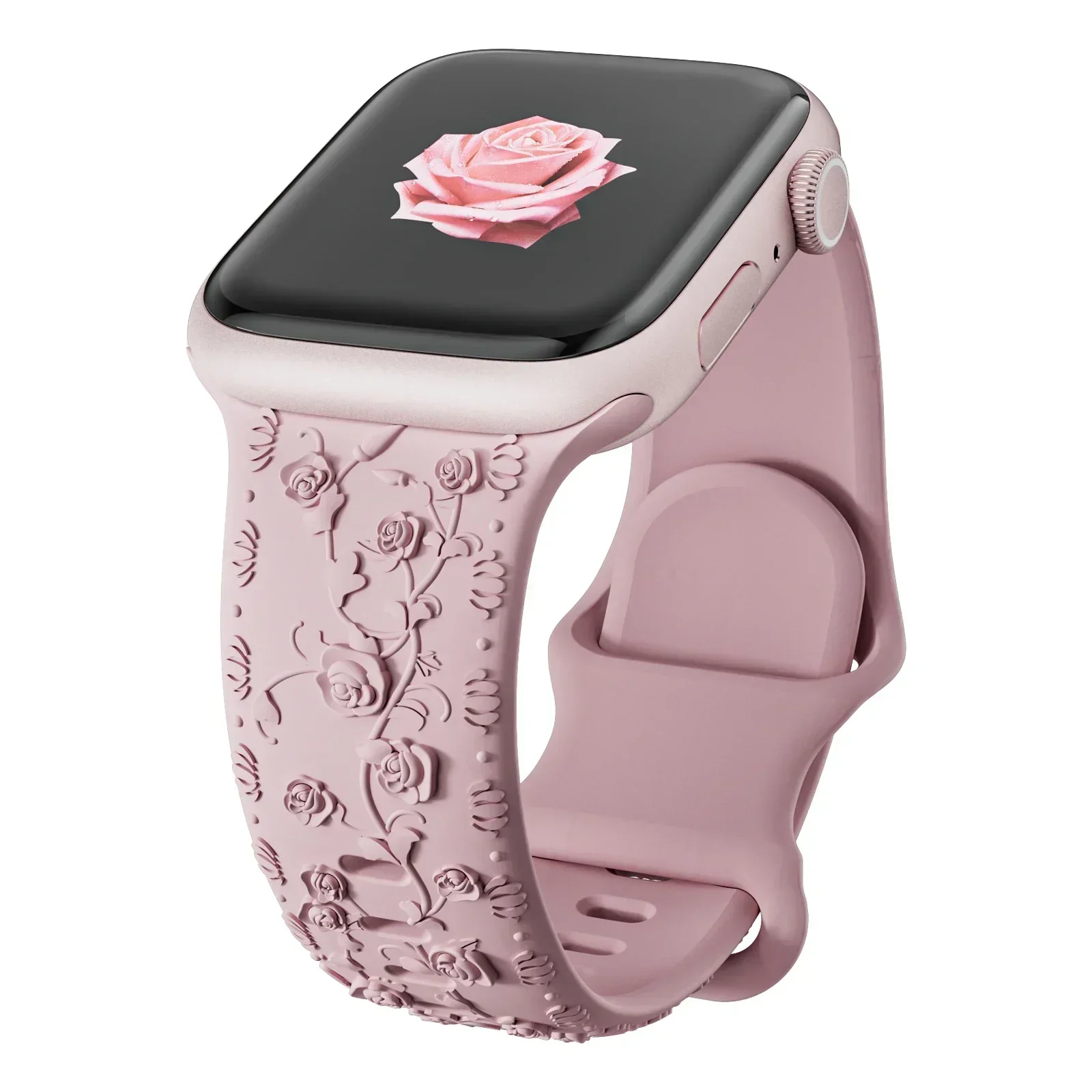 Floral Engraved Silicone Watch Band Bracelet