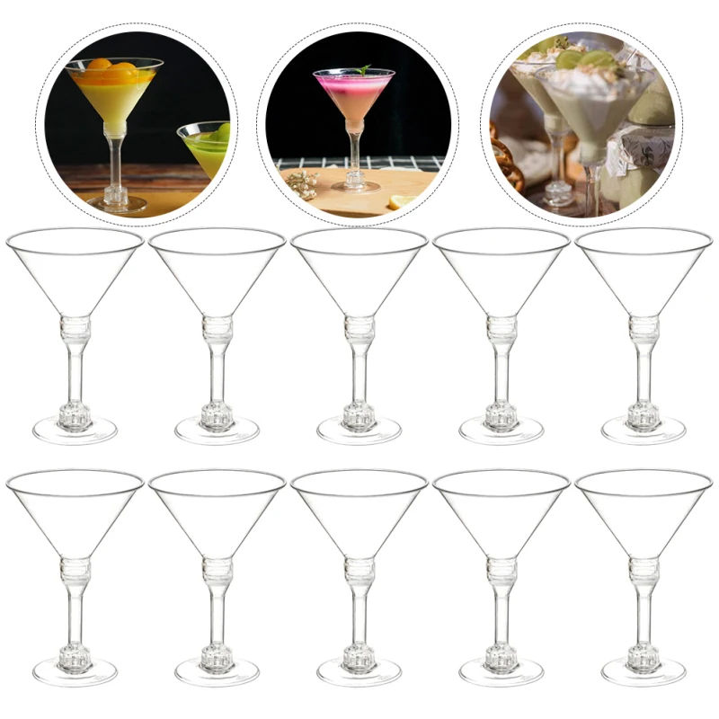 Description Picture 6 of item10 Pcs Red Glasses Whiskey Wedding Party Plastic Goblets Clear Cocktail Cups Beverage Drink for Footed Martini