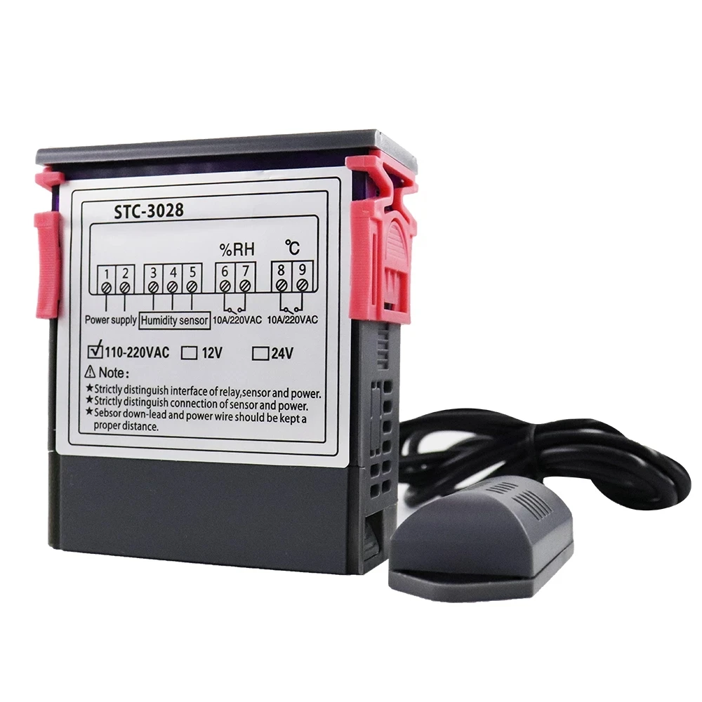 Digital Thermostat STC-3028 Dual Digital Thermostat Temperature Humidity Control Thermometer Hygrometer Incubator Controller AC 220V DC 12V 24V