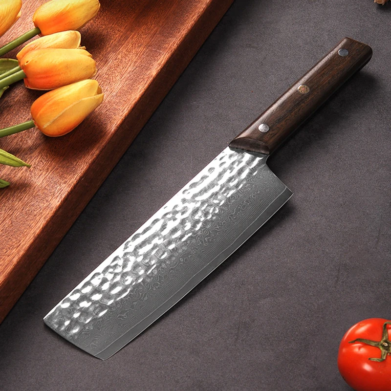 

Nakiri Knife Wood Handle Damascus Steel Blade Sharp Chef Cleaver Meat Slicing Vegetables Handmade Kitchen Knives Cooking Tools