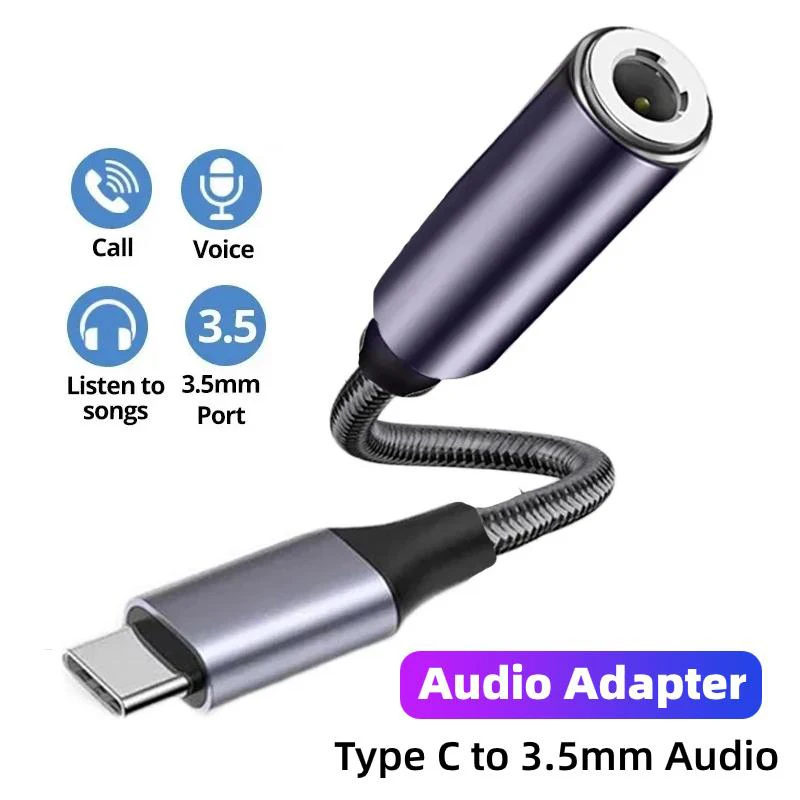 USB Type C To 3.5 Jack Earphone Adapter USB-C 3 5mm Audio Headphones Cable Converter For iPhone 15 Samsung Galaxy Huawei Xiaomi